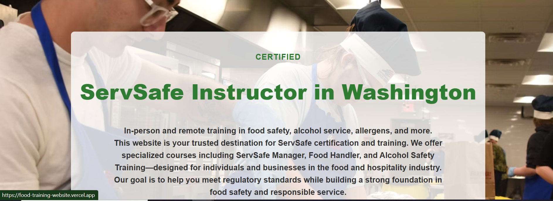 Food Saftey Training Website